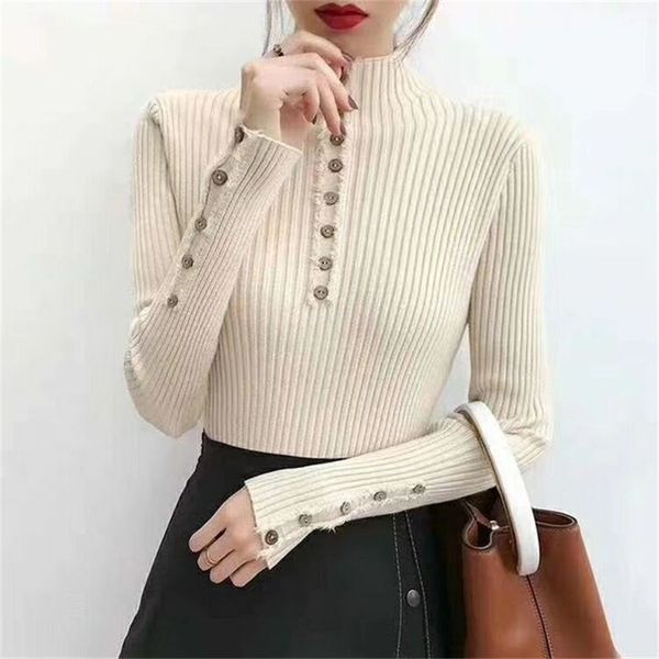 women knitted turtleneck sweater casual soft polo-neck jumper fashion slim autumn and winter elasticity pullovers 210427, White;black
women knitted turtleneck sweater casual soft polo-neck jumper fashion slim autumn and winter elasticity pullovers 210427, White;black