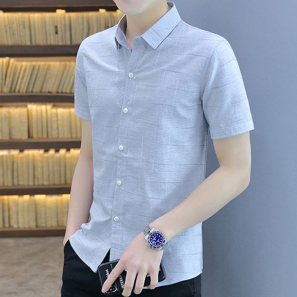 short summer sleeve plaid shirt men's korean slim youth no iron trend casual, White;black
short summer sleeve plaid shirt men's korean slim youth no iron trend casual, White;black