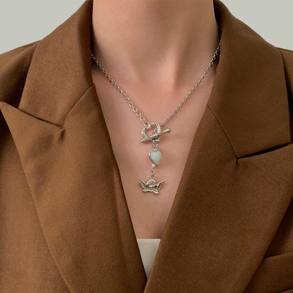 pendant necklaces lacteo 2021 fashion trendy angel heart stick necklace for women hip hop titanium steel clavicle chain choker, Silver
pendant necklaces lacteo 2021 fashion trendy angel heart stick necklace for women hip hop titanium steel clavicle chain choker, Silver