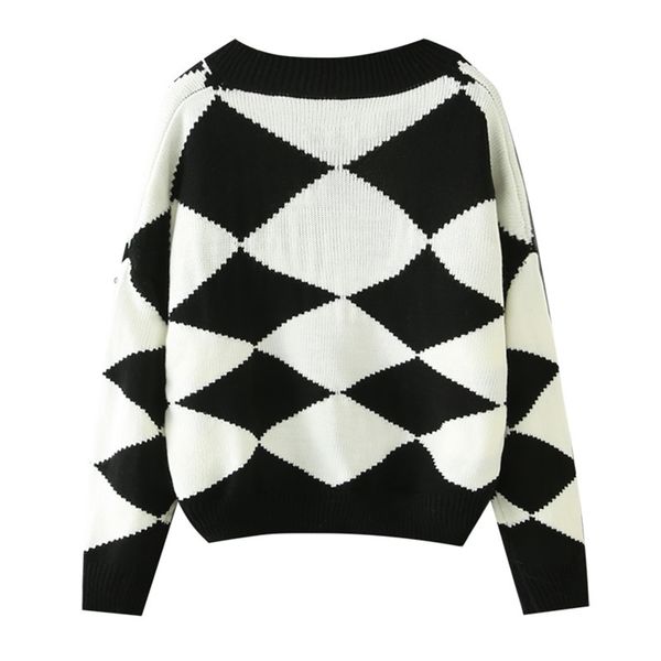 spring 100% polyester coarse yarn v-neck slim long black white argyle pullover casual women sweater 210524, White;black
spring 100% polyester coarse yarn v-neck slim long black white argyle pullover casual women sweater 210524, White;black