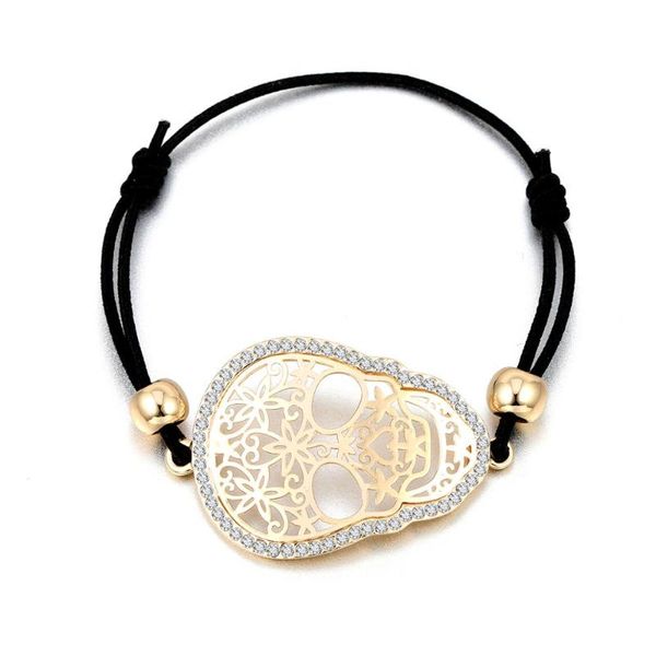 fashion crystal skull charms bracelet for women gold hollow elastic rope gift friend female jewelry accessories link, chain, Black
fashion crystal skull charms bracelet for women gold hollow elastic rope gift friend female jewelry accessories link, chain, Black