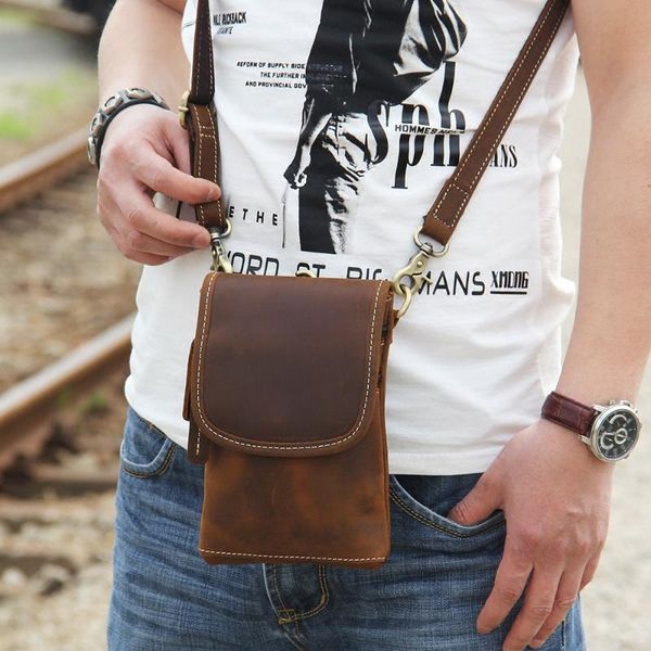 backpack a hair bag for men, single shoulder bag, retro waist vertical leather b2093b 
backpack a hair bag for men, single shoulder bag, retro waist vertical leather b2093b