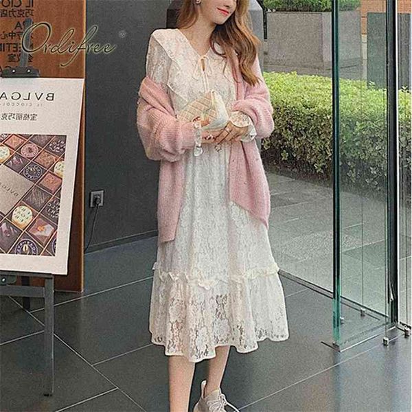 autumn women party dress long sleeve ruffle elegant white lace midi 210513, Black;gray
autumn women party dress long sleeve ruffle elegant white lace midi 210513, Black;gray