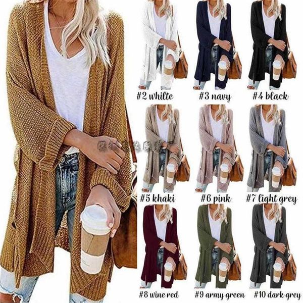 women's knits & tees sweaters autumn and winter 2021 large coat medium long solid color knitted cardigan size s-2xl, White
women's knits & tees sweaters autumn and winter 2021 large coat medium long solid color knitted cardigan size s-2xl, White