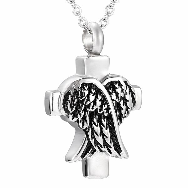 wholesale wing shape cross stainless steel cremation souvenir pendant urn humanity memorial necklace jewelry men, Silver
wholesale wing shape cross stainless steel cremation souvenir pendant urn humanity memorial necklace jewelry men, Silver