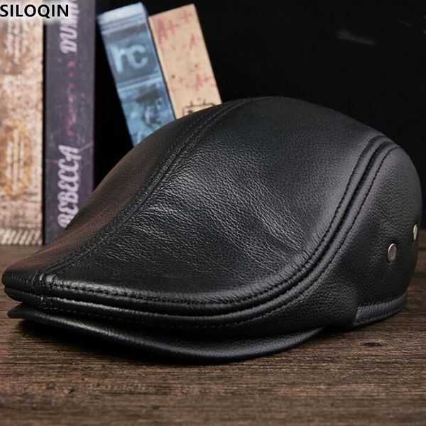 berets siloqin genuine leather autumn winter men's cowhide earmuffs thermal leisure snapback brand hat2021, Blue;gray
berets siloqin genuine leather autumn winter men's cowhide earmuffs thermal leisure snapback brand hat2021, Blue;gray