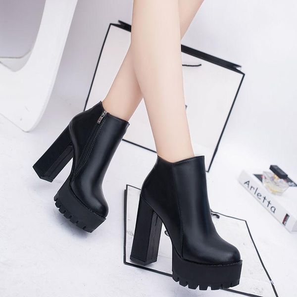 boots autumn/winter style super high heel women short thick fashion side zipper, Black
boots autumn/winter style super high heel women short thick fashion side zipper, Black