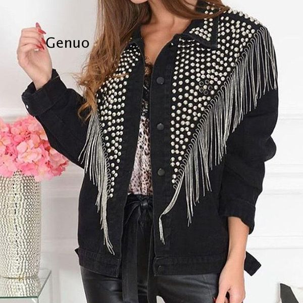 women's jackets women denim jakcet rivet tassel jean turn down collar single breasted female coats 2021 ladies streetwear trending, Black;brown
women's jackets women denim jakcet rivet tassel jean turn down collar single breasted female coats 2021 ladies streetwear trending, Black;brown