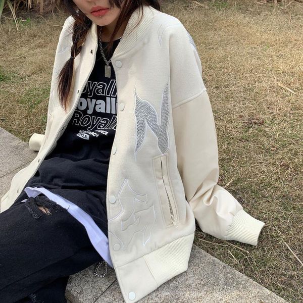 women's jackets retro woman jacket hip-hop street for women winter harajuku baseball korean coats diamond clothes, Black;brown
women's jackets retro woman jacket hip-hop street for women winter harajuku baseball korean coats diamond clothes, Black;brown