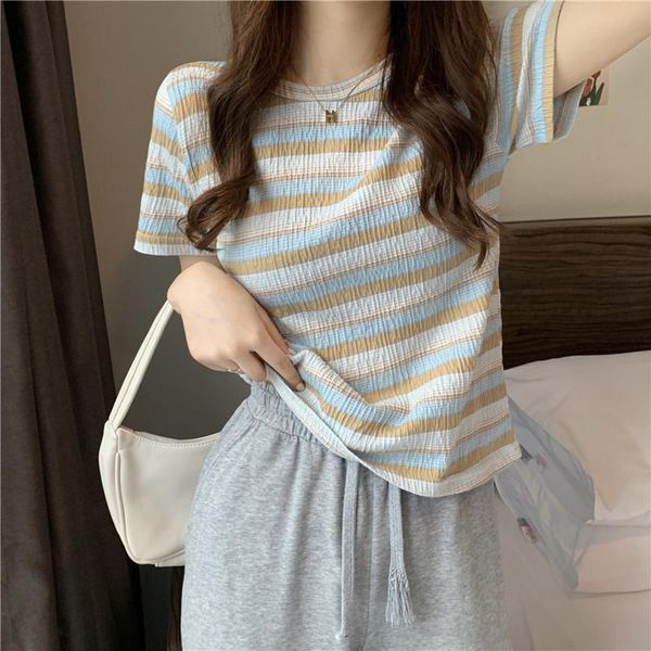 women's t-shirt stripe short sleeve t shirt women summer 2021 style chic loose sweet and cool cropped tshirt ladies clothing, White
women's t-shirt stripe short sleeve t shirt women summer 2021 style chic loose sweet and cool cropped tshirt ladies clothing, White