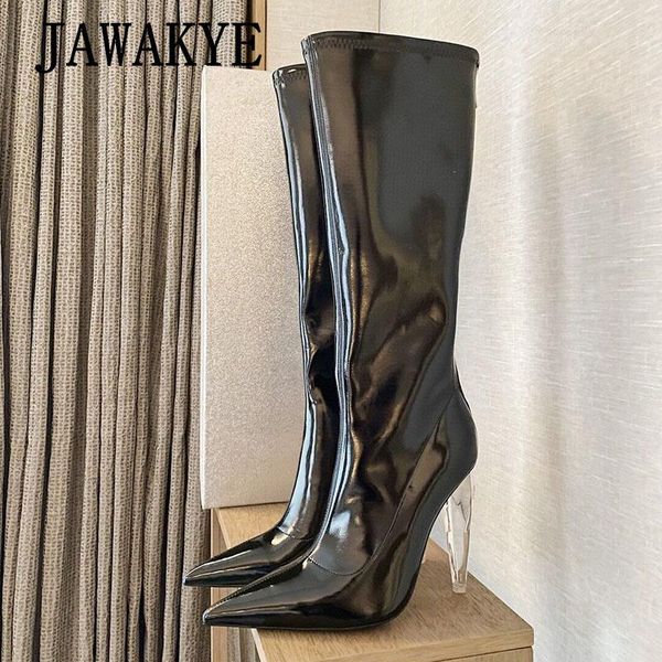 boots 2021 runway clear high heels women dress pointy toe patent leather knee knight super heel, Black
boots 2021 runway clear high heels women dress pointy toe patent leather knee knight super heel, Black