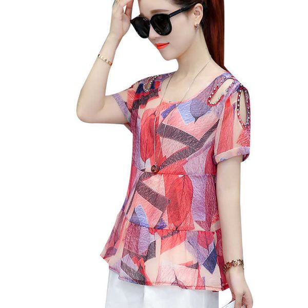 women's spring summer style chiffon blouses shirt o-neck printed short sleeve off shoulder rivet bead elegant df3656 210609, White
women's spring summer style chiffon blouses shirt o-neck printed short sleeve off shoulder rivet bead elegant df3656 210609, White
