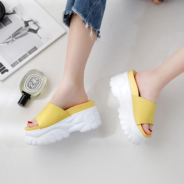 solid yellow color platform sandals women thick bottom muffin slides shoes brief high heels slippers wedges sandalias mujer 2021, Black
solid yellow color platform sandals women thick bottom muffin slides shoes brief high heels slippers wedges sandalias mujer 2021, Black