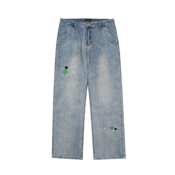 men's jeans ink-splash embroidery washed street trend loose straight casual wide-leg trousers clothing overalls, Blue
men's jeans ink-splash embroidery washed street trend loose straight casual wide-leg trousers clothing overalls, Blue