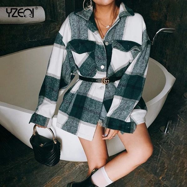 women's jackets yzeqi spring casual jacket women fashion thick pink green plaid shirt vintage coat female outwear, Black;brown
women's jackets yzeqi spring casual jacket women fashion thick pink green plaid shirt vintage coat female outwear, Black;brown