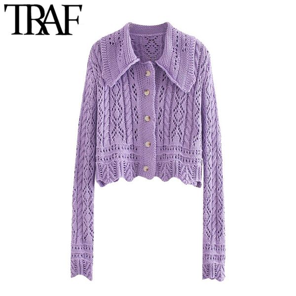 traf women fashion textured weave cropped knitted cardigan sweater vintage long sleeve female outerwear chic 210415, White;black
traf women fashion textured weave cropped knitted cardigan sweater vintage long sleeve female outerwear chic 210415, White;black