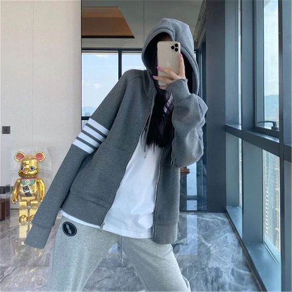 hoodies tb waffle sweater zipper cardigan hooded coat spring and autumn loose four bar stripe, Black
hoodies tb waffle sweater zipper cardigan hooded coat spring and autumn loose four bar stripe, Black