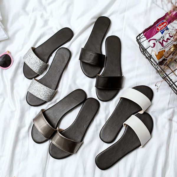 slippers simple fashion word flat cool summer wears outside beach han edition shoes, Black
slippers simple fashion word flat cool summer wears outside beach han edition shoes, Black