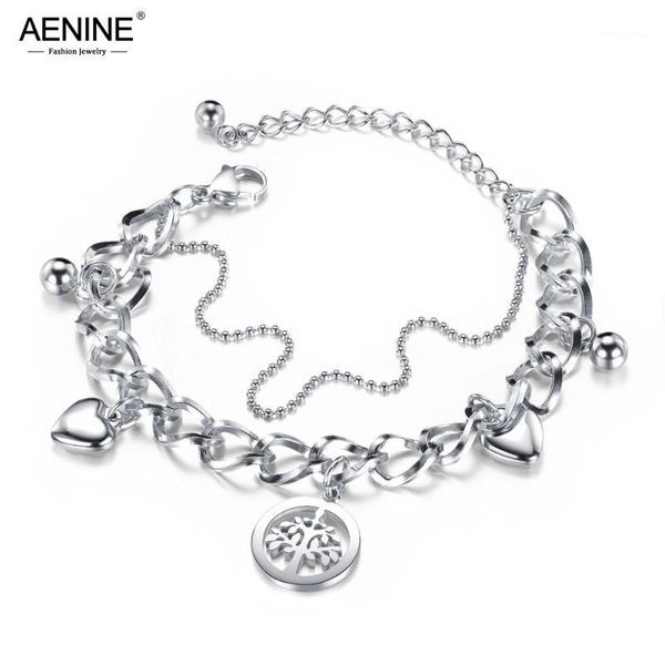 aenine trendy double layer stainless steel love heart & tree charm bracelets for women girls bohemia chain link jewelry ab170881, Golden;silver 
aenine trendy double layer stainless steel love heart & tree charm bracelets for women girls bohemia chain link jewelry ab170881, Golden;silver