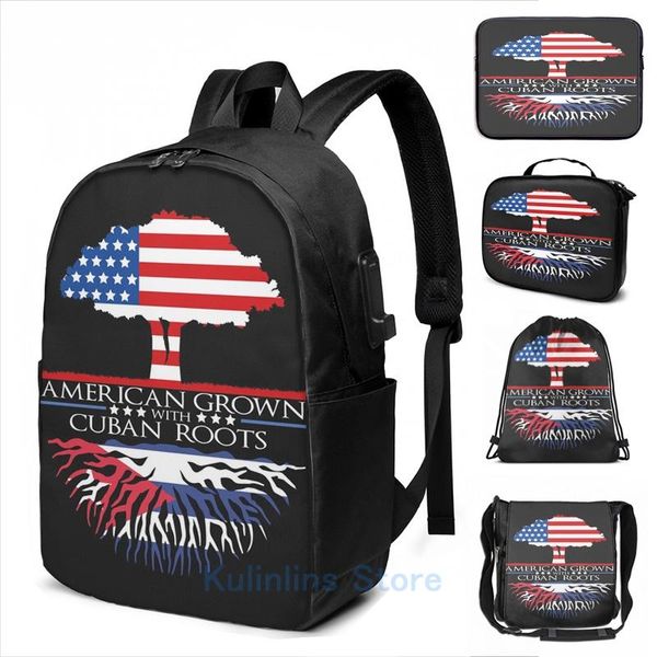backpack funny graphic print american grown with cuban roots tree us cuba pride usb charge men school travel lapbag
backpack funny graphic print american grown with cuban roots tree us cuba pride usb charge men school travel lapbag