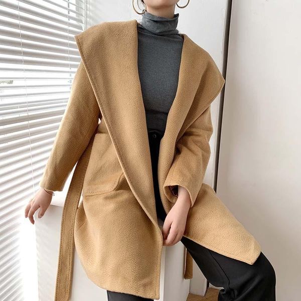 women's wool & blends camel hair coat women fashion winter autumn warm lady hooded, Black
women's wool & blends camel hair coat women fashion winter autumn warm lady hooded, Black
