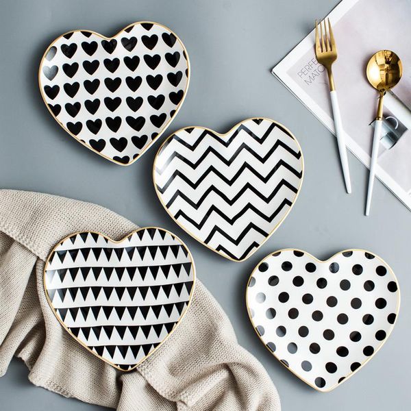 dishes & plates creative heart shape plate black white gold stitching matte texture novelty ceramic unique dinner set dish dessert
dishes & plates creative heart shape plate black white gold stitching matte texture novelty ceramic unique dinner set dish dessert