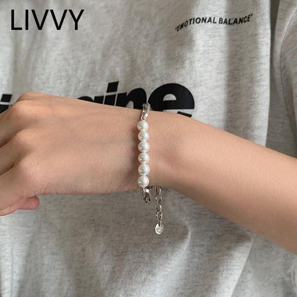 link, chain livvy ly arrived fashion oval pearl splicing bracelet female retro temperament silver color jewelry gifts wholesale, Black
link, chain livvy ly arrived fashion oval pearl splicing bracelet female retro temperament silver color jewelry gifts wholesale, Black