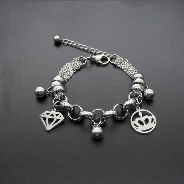 link, chain retro fashion titanium steel bracelet stainless crown accessories, Black
link, chain retro fashion titanium steel bracelet stainless crown accessories, Black