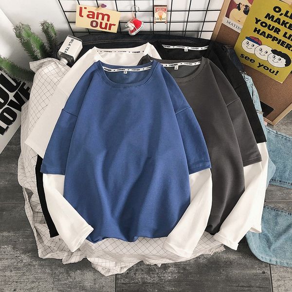 men cotton t shirts long sleeve patchwork shirt bodybuilding curved hem workout fitness t-shirt mens clothing, White;black
men cotton t shirts long sleeve patchwork shirt bodybuilding curved hem workout fitness t-shirt mens clothing, White;black