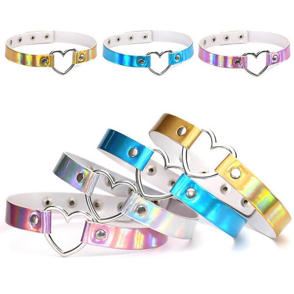 chokers punk glitter laser heart choker pu leather adjustable buckle rivet collar necklace for women gothic fashion clavicle chain, Golden;silver
chokers punk glitter laser heart choker pu leather adjustable buckle rivet collar necklace for women gothic fashion clavicle chain, Golden;silver