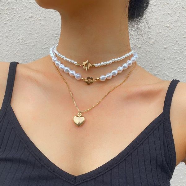 chains geometric imitation pearl set small flower ot buckle heart-shaped necklace female simple temperament, Silver
chains geometric imitation pearl set small flower ot buckle heart-shaped necklace female simple temperament, Silver
