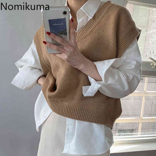 nomikuma korean causal women 2piece sets v-neck sleeveless knitted loose vest + long sleeve solid blouses new suits 6d978 210427, White
nomikuma korean causal women 2piece sets v-neck sleeveless knitted loose vest + long sleeve solid blouses new suits 6d978 210427, White