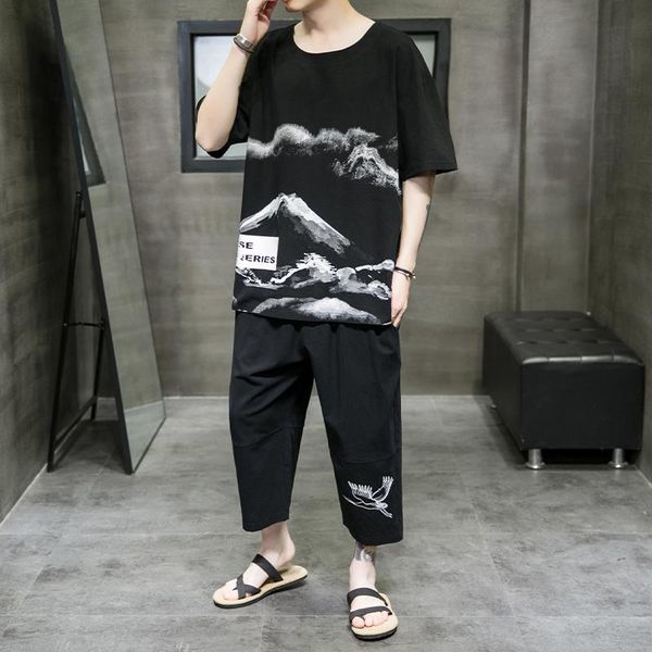 men's tracksuits t-shirt + shorts suit summer breathable casual running fashion chinese style printed sports, Gray
men's tracksuits t-shirt + shorts suit summer breathable casual running fashion chinese style printed sports, Gray