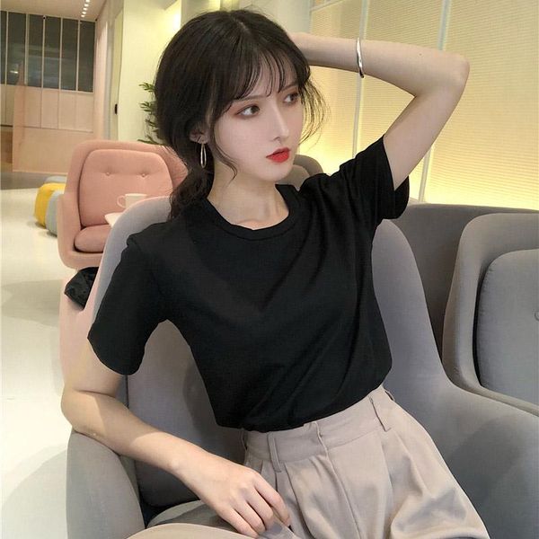 solid t shirt women summer short sleeve korean slim female casual o neck sweet chic ins preppy style girls tees women's t-shirt, White
solid t shirt women summer short sleeve korean slim female casual o neck sweet chic ins preppy style girls tees women's t-shirt, White
