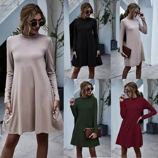 casual dresses 2021 women mini dress fashion color standing collar long sleeve double pocket party spring and autumn wear, Black;gray
casual dresses 2021 women mini dress fashion color standing collar long sleeve double pocket party spring and autumn wear, Black;gray