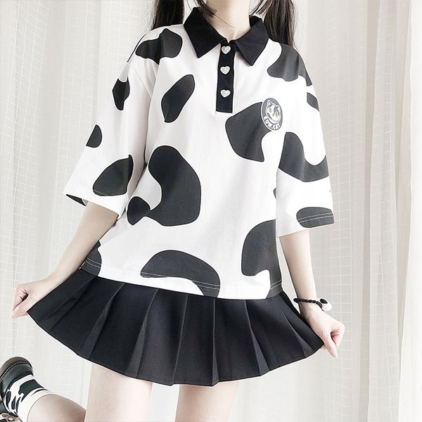 summer casual heart button femme t-shirts ulzzang cat cow print turn down collar women harajuku kawaii graphic tee shirt, White
summer casual heart button femme t-shirts ulzzang cat cow print turn down collar women harajuku kawaii graphic tee shirt, White