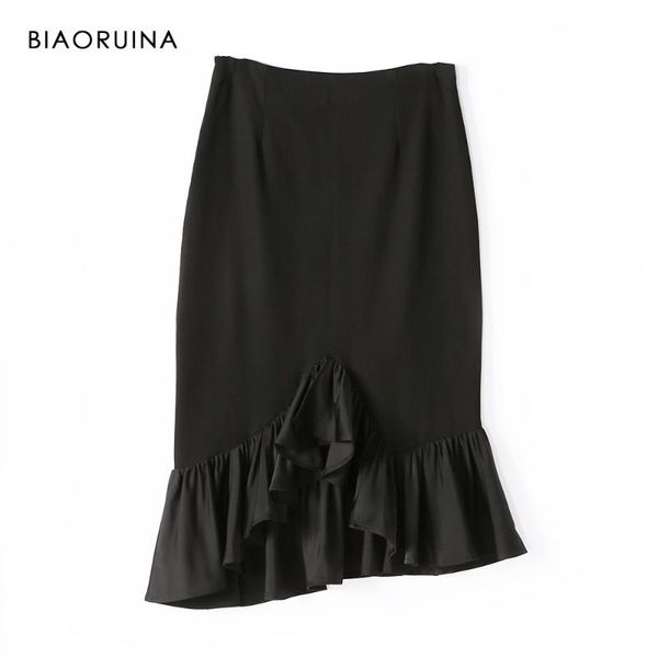 skirts biaoruina women's high waist black trumpet skirt back zipper female elegant slim streetwear arrival 
skirts biaoruina women's high waist black trumpet skirt back zipper female elegant slim streetwear arrival