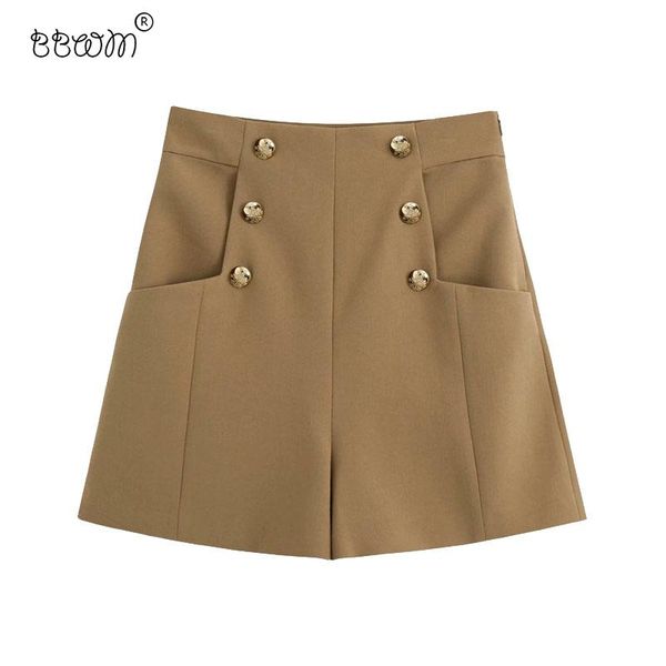 women chic fashion side pockets buttons decoration shorts vintage high waist back zipper short pants pantalones mujer women's, White;black
women chic fashion side pockets buttons decoration shorts vintage high waist back zipper short pants pantalones mujer women's, White;black
