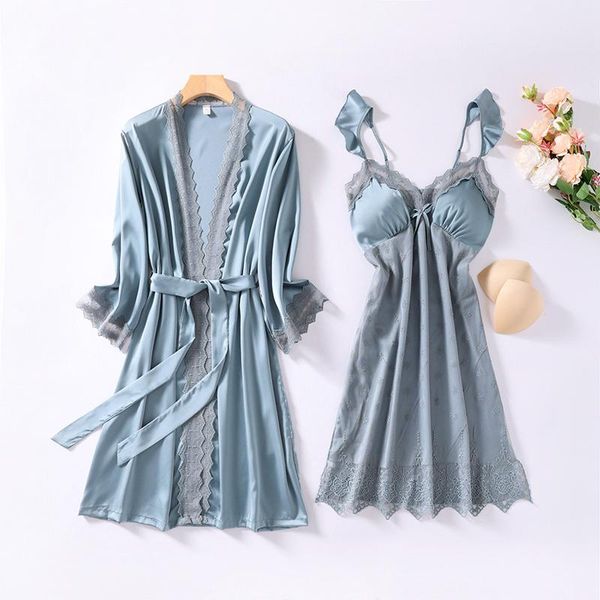 women's sleepwear fzslcyiyi summer lady brides bridesmaid wedding robe gown embroidery lace trim satin women nightdress 2pcs, Black;red
women's sleepwear fzslcyiyi summer lady brides bridesmaid wedding robe gown embroidery lace trim satin women nightdress 2pcs, Black;red