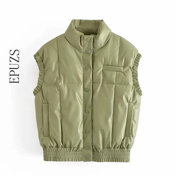 women's vests 2021 women warm faux leather vest jacket pu casual zipper sleeveless outwear female short cotton waistcoat, Black;white
women's vests 2021 women warm faux leather vest jacket pu casual zipper sleeveless outwear female short cotton waistcoat, Black;white
