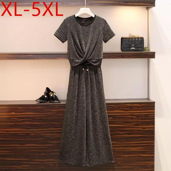 plus size 2021 summer two-piece sets for women o-neck pleated t-shirt + drawstring wide leg pants suits female outfits women's two piec, White
plus size 2021 summer two-piece sets for women o-neck pleated t-shirt + drawstring wide leg pants suits female outfits women's two piec, White