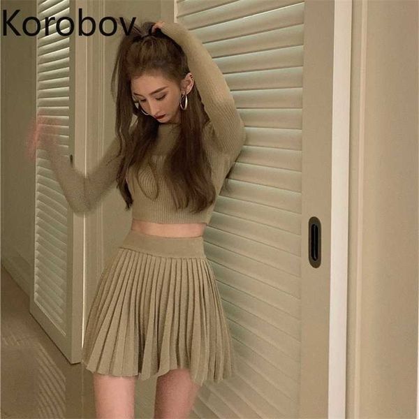korobov vintage solid high waist a-line skirts and crop knitted women clothing korean chic 2 pieces sets female outfits 211104, White
korobov vintage solid high waist a-line skirts and crop knitted women clothing korean chic 2 pieces sets female outfits 211104, White