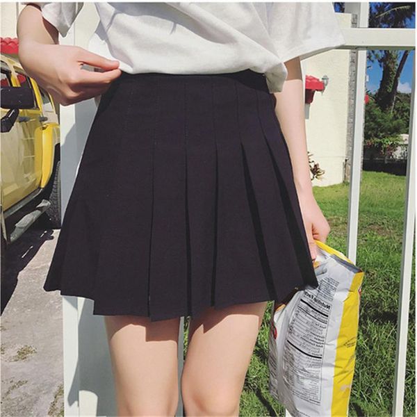 

skirts pleated skirt women a-line mini empire shorts harajuku kawaii high street korean schoolgirl streetwear 2021, Black