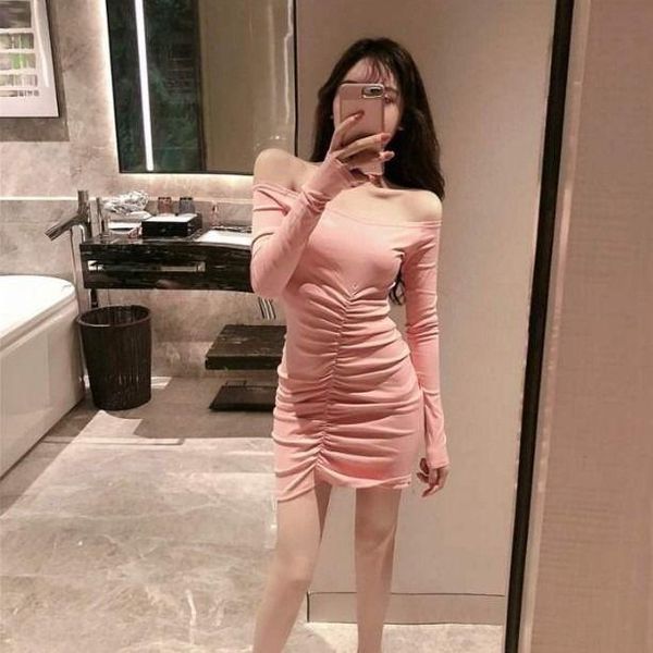 casual dresses women one line shoulder long sleeve vestido de mujer femme robe, Black;gray
casual dresses women one line shoulder long sleeve vestido de mujer femme robe, Black;gray