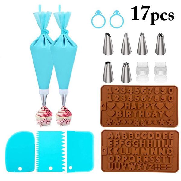 baking & pastry tools 15/17pcs/set silicone bag tips kitchen cake icing piping cream decorating reusable bags nozzle set
baking & pastry tools 15/17pcs/set silicone bag tips kitchen cake icing piping cream decorating reusable bags nozzle set
