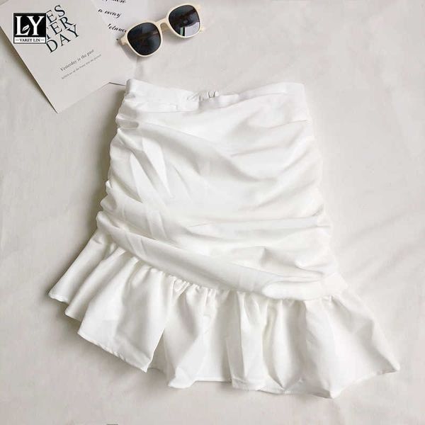 ly varey lin summer women casual irregular a-line white mini skirts sweet high waist solid color black folds fishtail 210526
ly varey lin summer women casual irregular a-line white mini skirts sweet high waist solid color black folds fishtail 210526