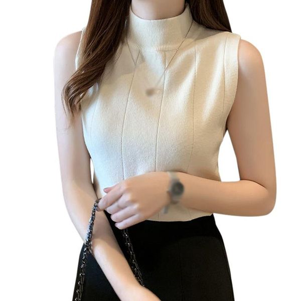 elegant half turtleneck tshirt fashion stretch slim sleeveless knitted t-shirts summer solid casual tee women's t-shirt, White
elegant half turtleneck tshirt fashion stretch slim sleeveless knitted t-shirts summer solid casual tee women's t-shirt, White