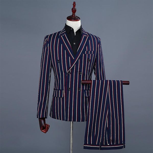 men's clothing fashion stripes groom groomsman host dress dj singers suit double breasted (suit + pants) suits & blazers, White;black
men's clothing fashion stripes groom groomsman host dress dj singers suit double breasted (suit + pants) suits & blazers, White;black
