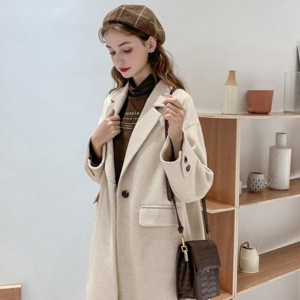 women's wool & blends casual straight loose fit womens medium length woolen overcoats female autumn winter coats long sleeve single but, Black
women's wool & blends casual straight loose fit womens medium length woolen overcoats female autumn winter coats long sleeve single but, Black