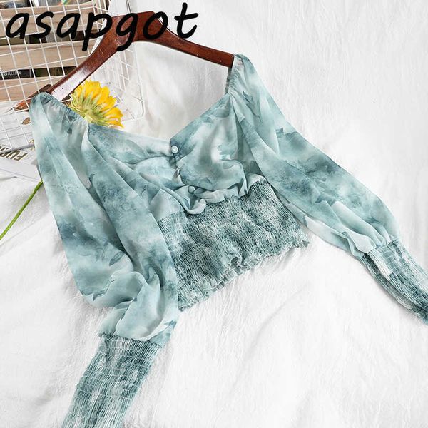 slim v neck puff long sleeve chiffon tie dye blouse women short fashion temperament korean clothing summer blusas 210610, White
slim v neck puff long sleeve chiffon tie dye blouse women short fashion temperament korean clothing summer blusas 210610, White
